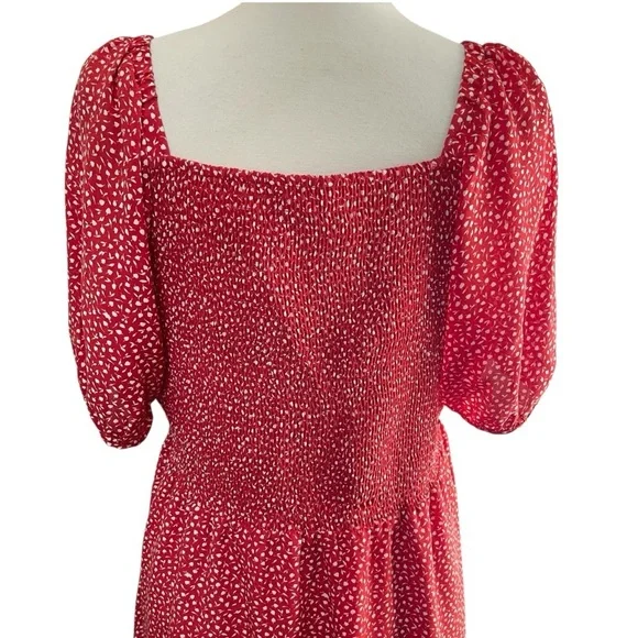 MADEWELL Silk Lucie Puff-Sleeve Smocked Mini Dress in Park Picnic, XXL $158 - Picture 8 of 12